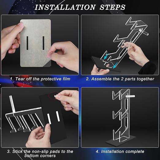 FYY Game Controller Holder 3 Tiers - Universal Dual Controller Stand Headphone Holder, Acrylic Black Controller Display Stand Compatible with Nintendo Switch Xbox PS5 PS4, Desk Mounts for Controller - Image 5