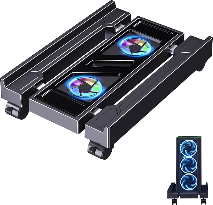 Adjustable PC Tower Stand with Cooling Fans, Fits Most PC by Hovadova