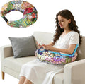 Crafting Pillow for Crocheting, Crochet Pillow for Lap Support, 12 Fun Print Styles, Ergonomic Arm Support, For Bed, Floor, Chair Comfort, Pain Relief and Fatigue for Gaming and Woking (Flower) by Unknown