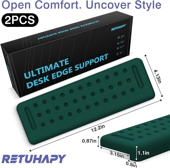 L-Shaped Desk Edge Cushion, 2 PCS Elbow Rest for Desk, Dark Green | Memory Foam, Ergonomic Support, Elbow Pad & Arm Rest for Palm, Wrist & Forearm, Non-Slip & Separate Design, Office & Home - Image 7