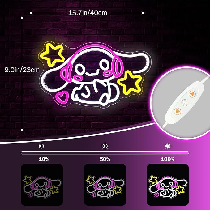 Anime Neon Sign Anime Neon Light Up Signs for Wall Decor Cartoon LED Signs for Bedroom Girls Room Home Cute Neon Wall Signs Decoration Gifts for Kids Children - Image 4