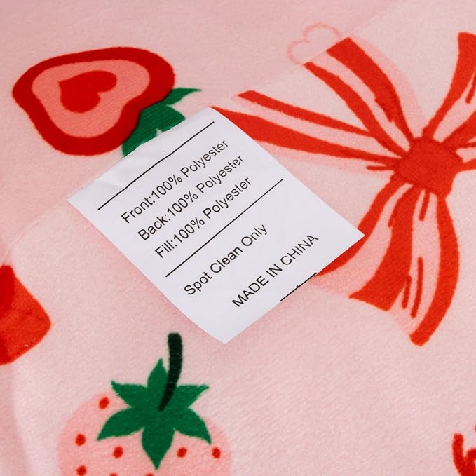 A Nice Night Kids Back Reading Pillow for Reading and Watching TV Bed to Lounge, Cute Ribbon Bowknot Strawberry Printed,with Matching Cushion Cover - Image 5