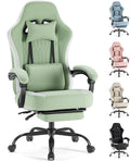 Sweetcrispy Gaming Chair, Ergonomic Computer Desk Chair, Lumbar Support | High Back Ergonomic Footrest, Height Adjustable Linkage Armrests Headrest, 360 Swivel Wheels Fabric, Green by Sweetcrispy