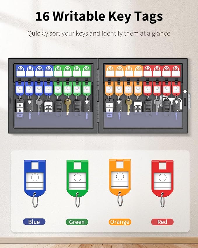 Uniclife 16 Keys Key Lock Box, Wall Mount Key Box, Key Cabinet - Image 4