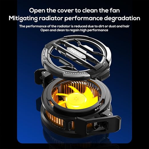 Oluote Phone Cooler for Gaming Magnetic Cell Phone Cooler Fast Phone Cooling Fan Lightweight Quiet with Spring Clip RGB LED Light for iPhone/Android - Image 5