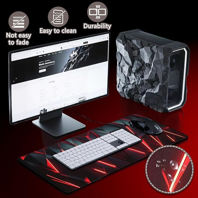 Mouse Pad Gaming - Desk Mat for Keyboard and Mouse - Large Mouse Pads for Desk, Gaming Mousepad with Non-Slip Base, Desks Pad (31.5" X 11.8") for Game, Office and Home - Image 4