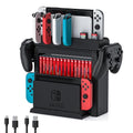 Switch Game Storage with Controller Charger for Nintendo Switch & OLED Model, Switch Charging Dock Charges 6 Joycons, Switch Gaming Accessories Holder for Desk, Switch Game Gift Card Organizer (Black) by MLIFEMFUL