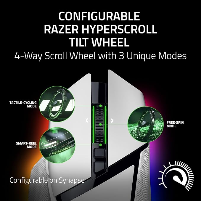 Razer Basilisk V3 Pro 35K Wireless Gaming Mouse, 140 Hr Battery, White | HyperScroll Tilt Wheel, 35K DPI Optical Sensor Gen 2, 13 Customizable Controls, Chroma RGB, Optical Switches Gen 3 - Image 2