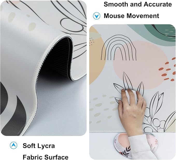 4 in 1 Mouse Pad and Keyboard Wrist Rest,Large Desk Mat,Coaster Set-Leaves - Image 4