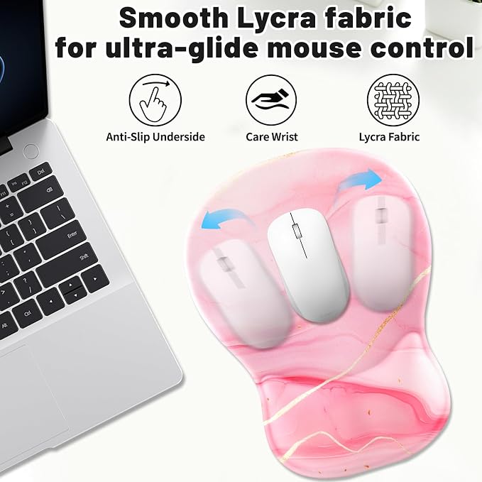 Ergonomic Mouse Pad with Wrist Rest - Gel Wrist Support Mousepad with Non-Slip PU Base for Computer, Laptop, Office & Home - Image 2