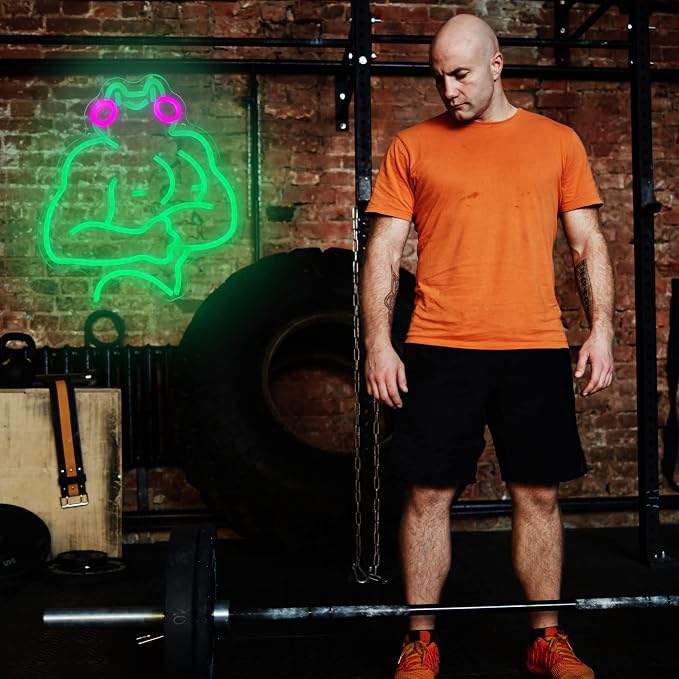 Fitness Frog Neon Sign - LED Muscle Frog Neon Light Sign 11.8x13 Inch Gym Room Wall Art USB Powered Gym Wall Decor Motivational Workout Room Home Office Art Christmas Birthday Gift - Image 4