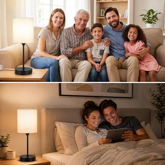 BySea Dimmable Desk Lamp with Clock, Remote, USB Ports, AC Outlet, Black - Image 4