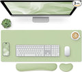 Bloss Leather Desk Pad and Keyboard Wrist Rest, Large Mouse Pad + Keyboard and Mouse Wrist Support, Non-Slip Desk Mat Protector for Office, Home(27.6" x 13.8", Green) by Bloss