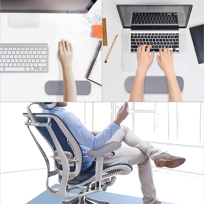 MOSISO Chair Armrest Pads, Home/Office Chair Arm Rest Covers, Gray | 2 Pack Memory Foam Comfy Computer Gaming Elbow Cushion, Removable Washable Elbow, Support Forearm Pressure Relief - Image 5