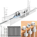 Cable Management Under Desk, 25.3'' No Drill Desk Cable Management Tray with Clamp, Metal Cord Organizer for Standing Desk, Computer Wire Management for Home Office & Gaming Setup, White by Unknown