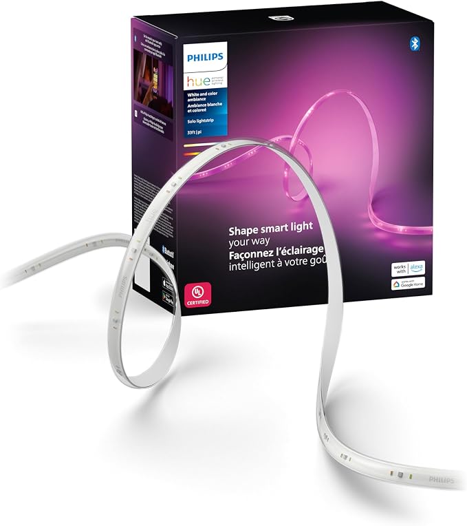 Philips Hue Indoor 33 Ft Smart LED Solo lightstrip Base Kit - 1 Pack - Control with Hue App - Compatible with Alexa, Google Assistant and Apple HomeKit by Unknown