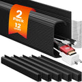 EVEO Cable Management Under Desk Kit (12 Units) - Under Desk Cable Management Cord Hider, Cable Hider Cord Management, Cable Organizer, Cord Organizer Tray - 192'' J Channel (12X16) - Black by EVEO
