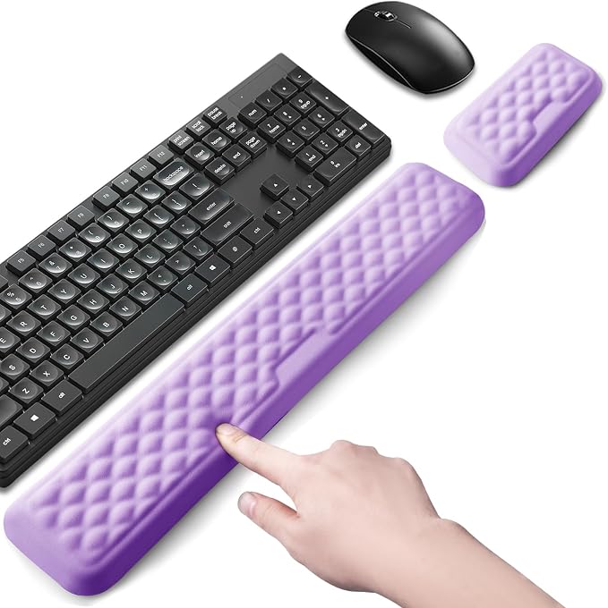 Keyboard Wrist Rest Mouse Wrist Support, Memory Foam Wrist Rest Pad for Computer Laptop, Ergonomic Wrist Cushion Support for Typing Pain Relief, Gaming Home Office, Purple by LIZPARE