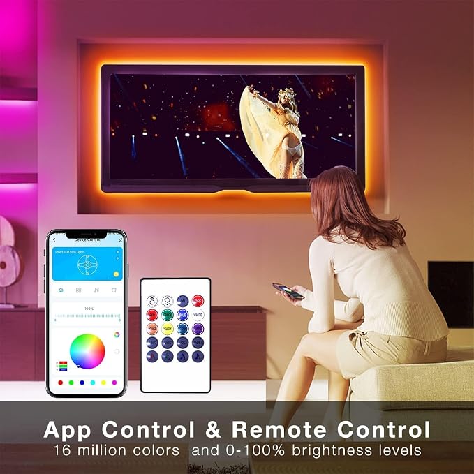 DAYBETTER 130ft Smart WiFi Led Lights, Led Strip Lights Work with Alexa and Google Assistant, App Voice Remote Control Music Sync Color Changing RGB Strip Lighting for Bedroom Room Decor, 65.6ft *2 - Image 3