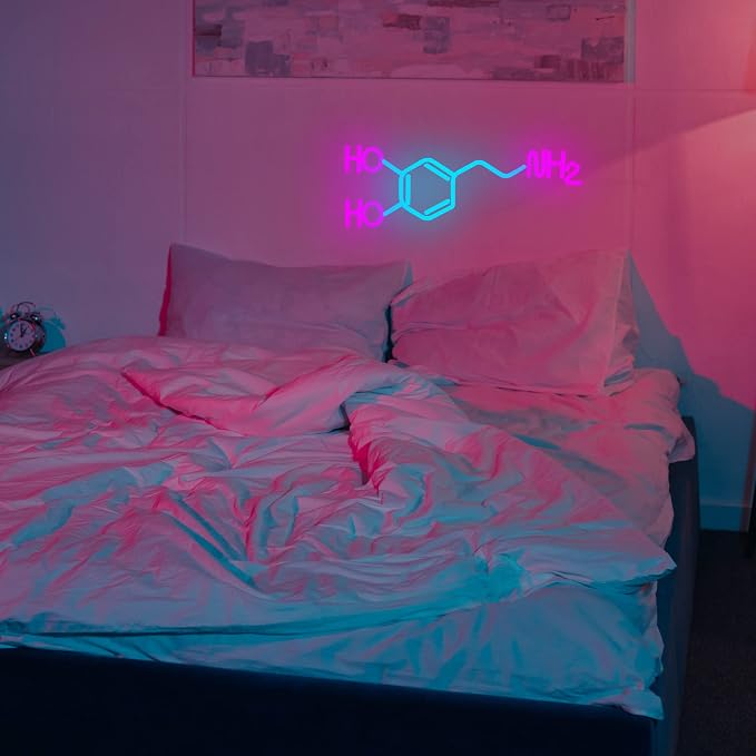 Dopamine Molecule Neon Sign Dimmable LED Light Up Wall Decor Science Chemistry Structure Art Aesthetic Happy Hormone Sign for Lab, Office, Classroom Graduation Christmas Gift(16.3 * 6.5in) - Image 3