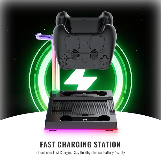 JDDWIN Charging Dock Stand with Cooling Fan for Steam Machine/Steam Controller 2026 Storage Stand for Steam Controllers Puck & Headset with RGB Light - Image 5