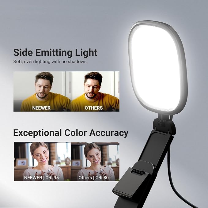 NEEWER Basics 5" 10W Monitor Light for Video Conference, Bi Color Edge Lit USB LED Panel Ring Light with Stand, CRI95 Lamp Lighting for Laptop Computer Webcam Zoom Call Desk Streaming Recording, NL10 - Image 3