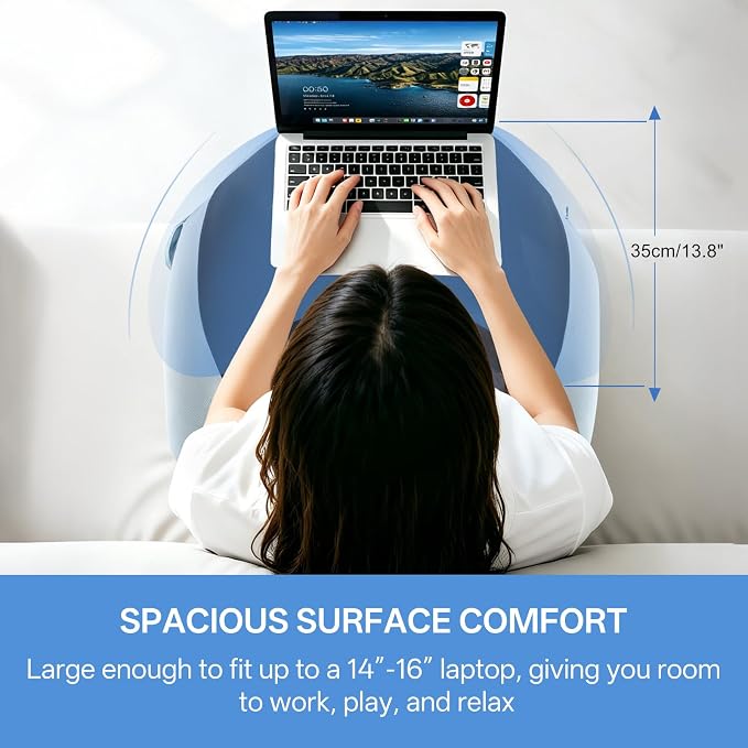 Ergonomic Curved Lap Desk Pillow for Gaming & Reading, Soft Memory Foam Lap Laptop Desk with Cup Holder & Phone Pocket, Breathable Non-Slip Lap Pillow for Bed Couch, Ideal Gamer Gift (Accents) - Image 3