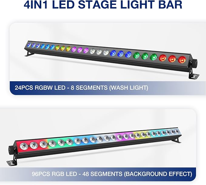 120W RGBW LED Stage Wash Light Bar by APP, Remote & DMX Control - Image 2