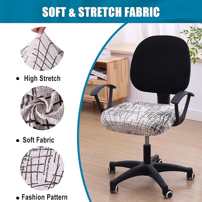 Smiry Stretch Printed Office Computer Desk Chair Seat Covers | Stretch Fit, Soft Fabric Universal Rotating Chair Cover, Washable Removable, Anti-Dust Seat Cushion Protector - Image 6