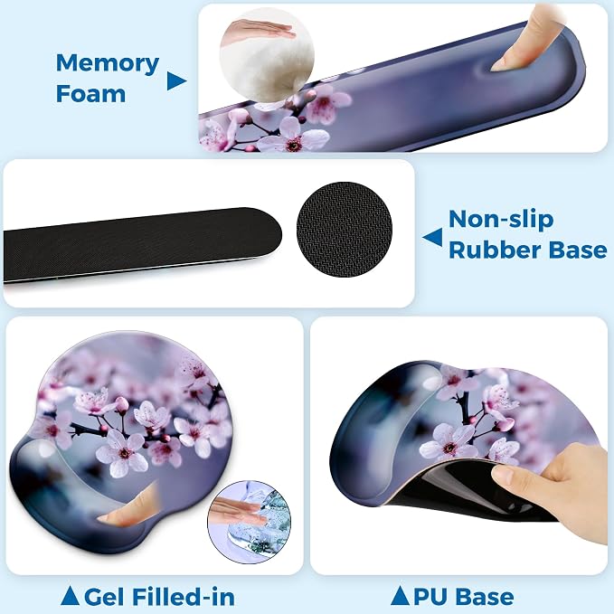 Mouse Pad and Keyboard Wrist Rest Support,Ergonomic Mouse Pad Set - Image 3