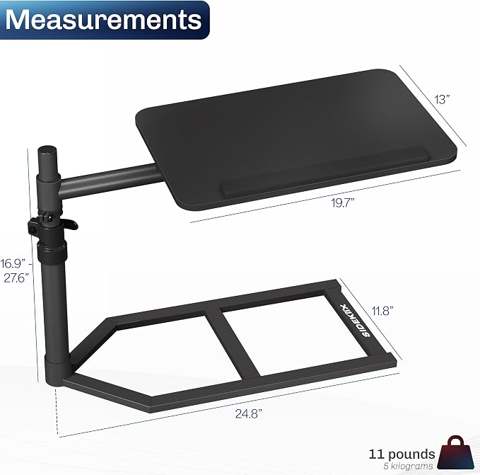 Height Adjustable Under Mattress 20 inch Bedside Desk, Works with Lofts and Beds Without Frames, Tilting Desktop, Fits Laptops, Books, and More, Black - Image 3