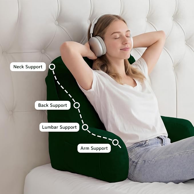 Reading Pillow for Bed,Back Pillow for Bed Sitting Up,Lumbar Support Pillow - Image 5