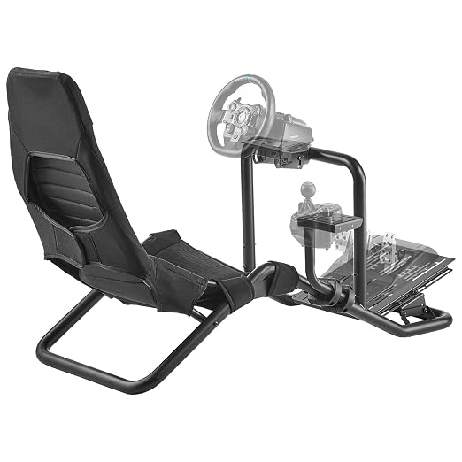 VEVOR Racing Wheel Stand, Heavy-Duty Integrated Simulator Cockpit Steering Stand, Fit Logitech G25,G27,G29,G920,G923, Thrustmaster T300RS,TX F458,T500RS,T3PA-PRO (F1/GT) and CSR Pedals, Black - Image 9