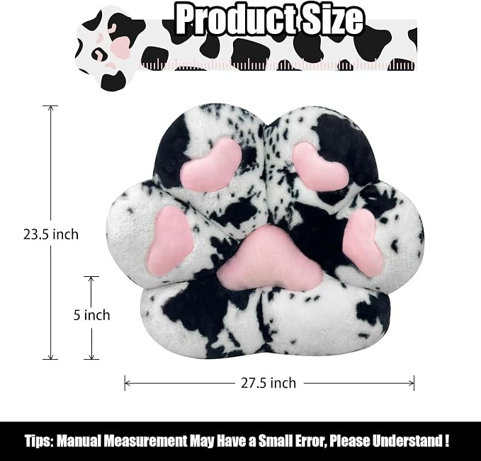 MOONBEEKI Cat Paw Cushion Chair Comfy Kawaii Plush Seat Cushions | Chair Cushion Pillow for Gamer 28"x 24" Cozy Floor Cute Girl Worker Gift, Dining Room Bedroom Decorate, Milk cow - Image 7