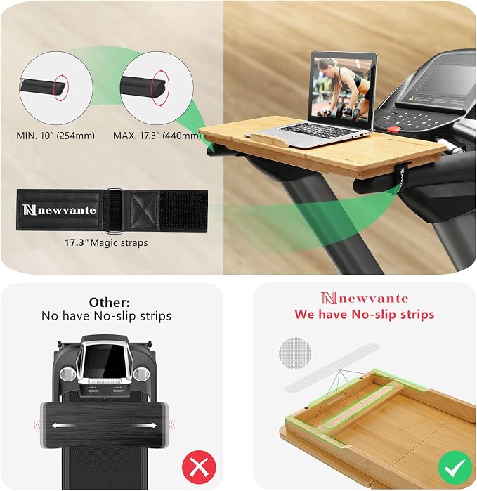 Nnewvante Treadmill Desk Attachment Bamboo Walking Laptop Stand Holder Workstation Adjustable Desktop Laptop Tray for Treadmill - Image 6