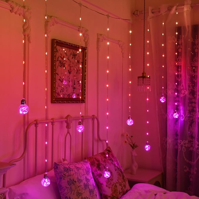 Color Changing Wishing Ball Curtain Lights, 9.8 x 3.3 FT RGB LED Fairy Light with Remote App Control, Music Sync Window Backdrop Wall Hanging Lights for Bedroom Party Halloween Christmas Decoration - Image 8