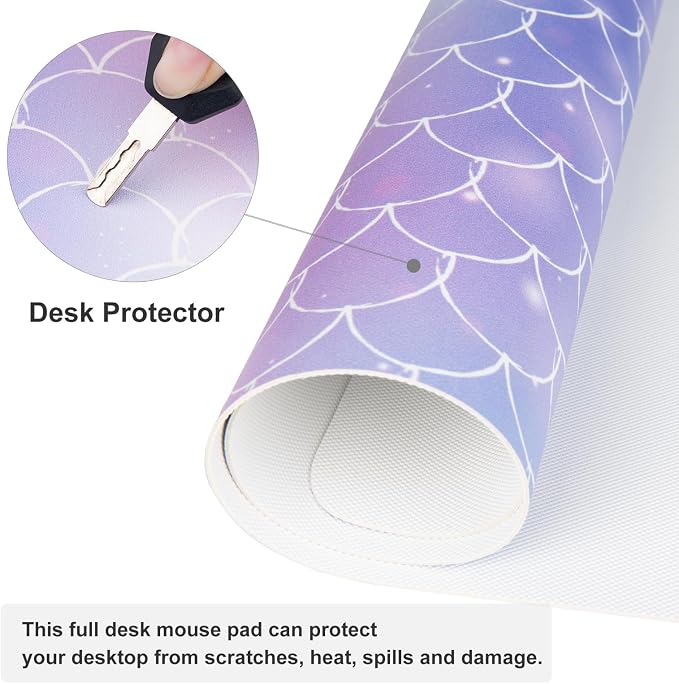 QiyI PU Leather Large Mouse Pad, 31.5" x 11.8", Gradient Fish Scales | Desk Décor Accessories, Extended Size, Waterproof & Easy to Clean, Smooth Surface, Non Slip Desk Organization - Image 5