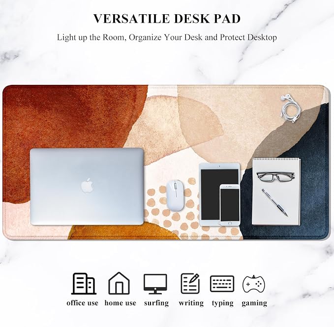 Auhoahsil Large Mouse Pad, XXL Desk Pad, Extened Mousepad 31.5" x 11.8", Non-Slip Rubber Base, Stitched Edges, Superior Surface, Gaming Keyboard Mat, Waterproof Desk Pad, Abstract Stone - Image 7