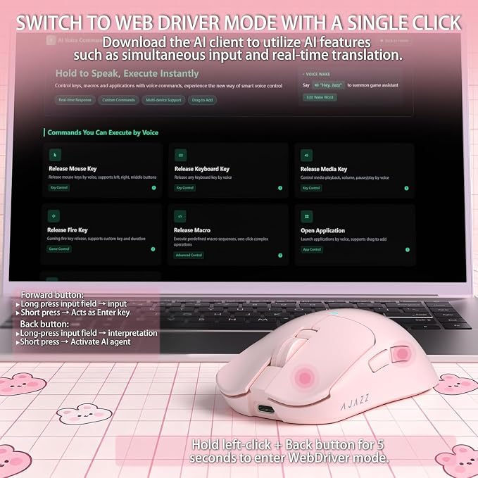 AJAZZ AJ200P Master PAW3955 8K Polling Wireless AI Smart Gaming Mouse - Image 9