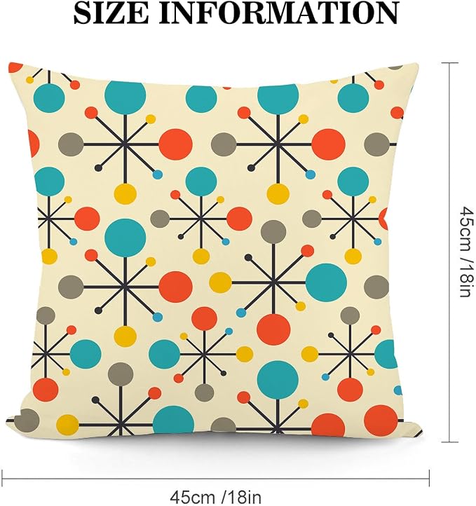 Mid Century Modern Atomic Throw Pillows Covers 18"x18" Set of 2, Retro Decorative Pillow Cases for Couch Sofa Living Room,Yellow Cushion Covers - Image 5