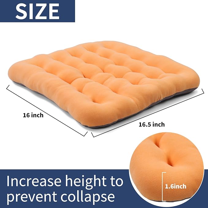 BUYUE Good Support Office Chair Cushion Padded, Soft Velvet Comfortable Non-Slip Seat Cushion for Computer Desk Kitchen Chair (1 Count, Orange) - Image 2