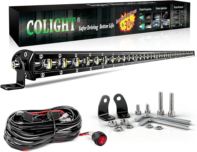 CO LIGHT Led Light Bar Single 44 inch Slim Single Row Lightbar Driving Combo Beam Off Road Work Lights with Mounting Brackets & 6D Reflectors for Truck, Car, Cabin, Boat, ATV, UTV by COLIGHT