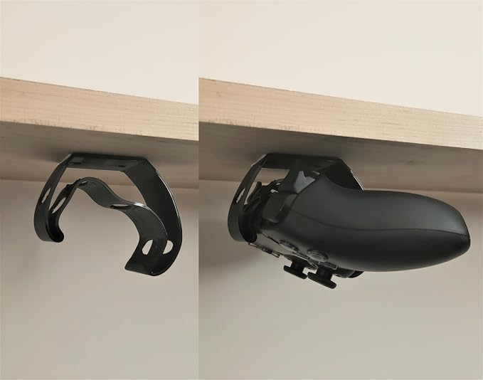 Controller Holder – Under Desk or Wall Mount Compatible with PS5 DualSense and Xbox Controllers | Quick Snap-in Design | Made in USA - Image 7