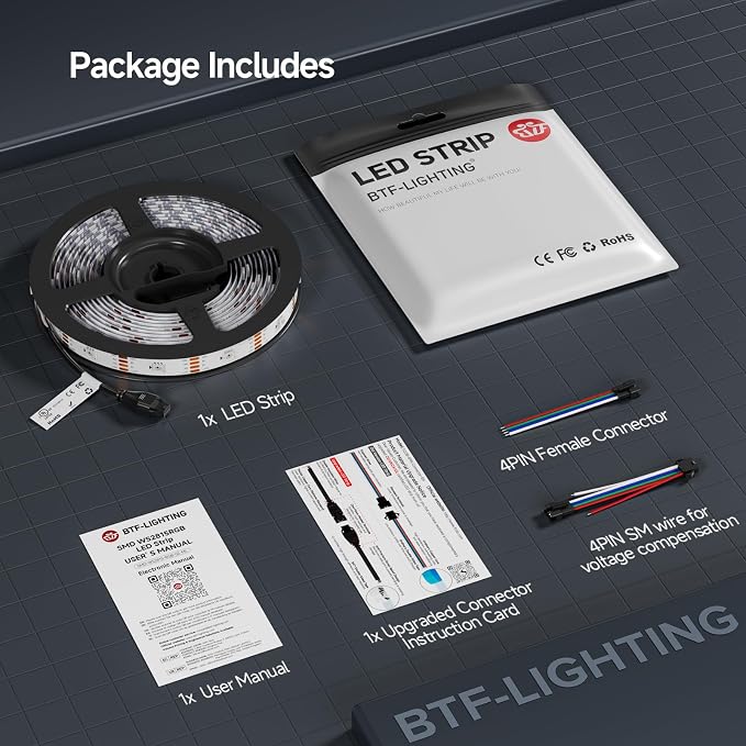 BTF-LIGHTING WS2815 LED Strip Light UL Listed 16.4FT 150 LED DC12V IP65 - Image 9