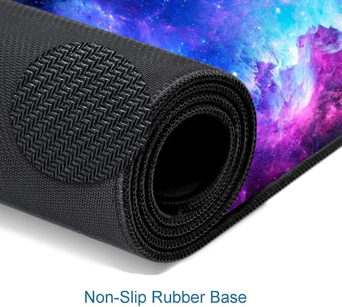 Gaming Large Mouse Pad with Stitched Edges, Purple Galaxy Desk Mat, Extended Keyboard Pad, Non-Slip Rubber Base Desk Pad for Keyboard and Mouse, 31.5X11.8 inch - Image 4