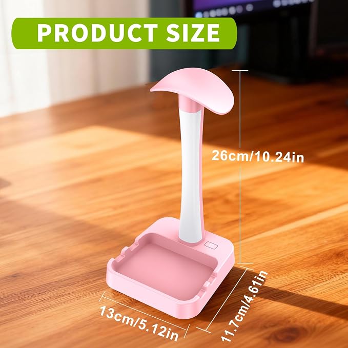Headphone Stand with Charger,Gaming Headset stand with RGB Light Mode,For Airpod Max Stand,Desk Lamp,Phone Holder,Tablet Holder,desktop organizer,Gifts for Gamers & Music Lover (Pink) - Image 8