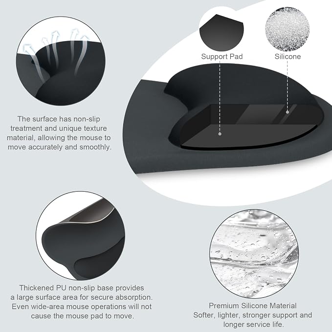 MOSISO Wrist Rest Support for Mouse Pad&Keyboard Set, Slate Gray - Image 2