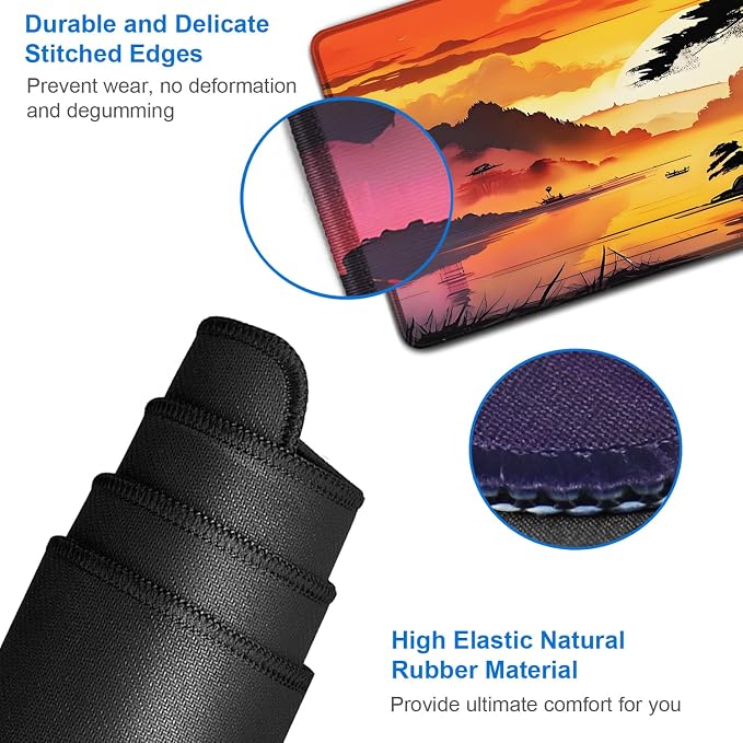 Mouse Pad Gaming, 31.5x15.7 inch Large Extended Computer Keyboard Mouse Mat, Water Resist Non-Slip Mousepad Rubber Base Long XXL Mouse Pad for Work & Gaming, Office & Home, Sunset - Image 5