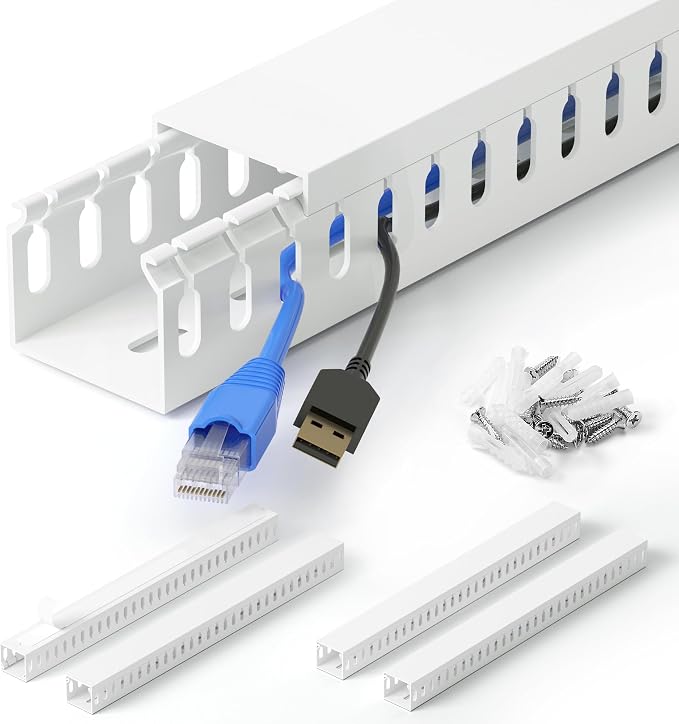 1.4"H x 1.6"W Cable Raceway, 66in Under Desk Wire Management Channel, White by ZhiYo