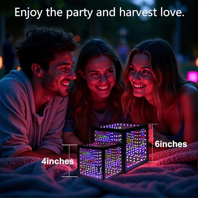 Infinity Mirror Hyper Cube Table Lamp, Desk Art Mood Light - Image 3